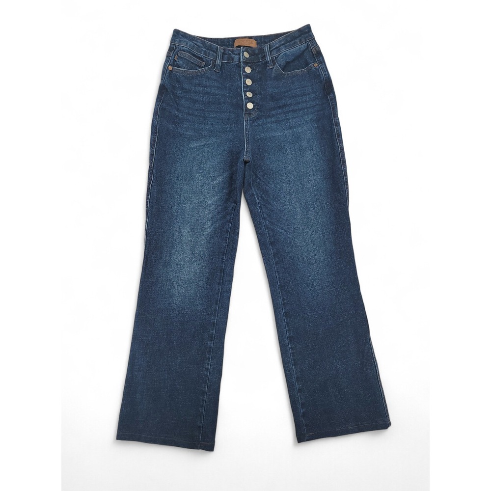 Judy Blue Straight Jeans 9/29 Dark Wash High Rise Button Fly Stretch Denim